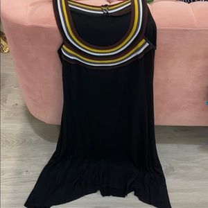 Black ribbed neck midi dress small